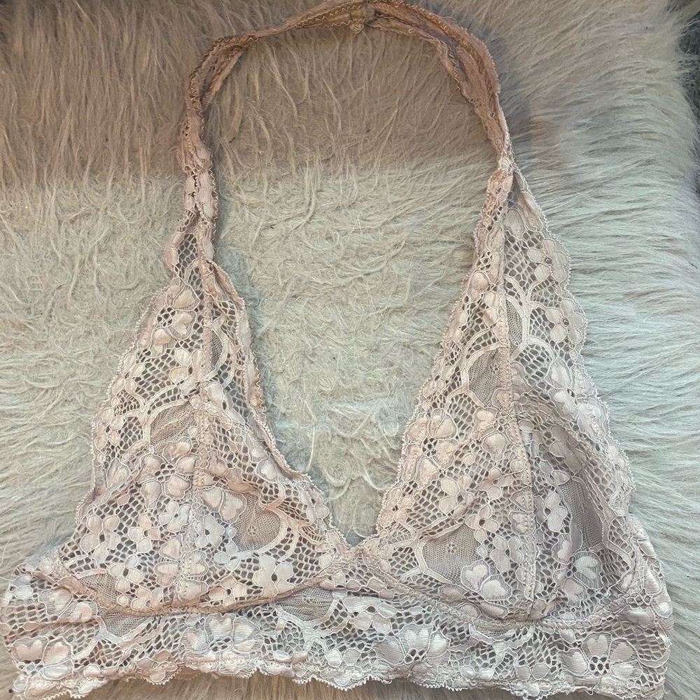 Nude pink lace bralette